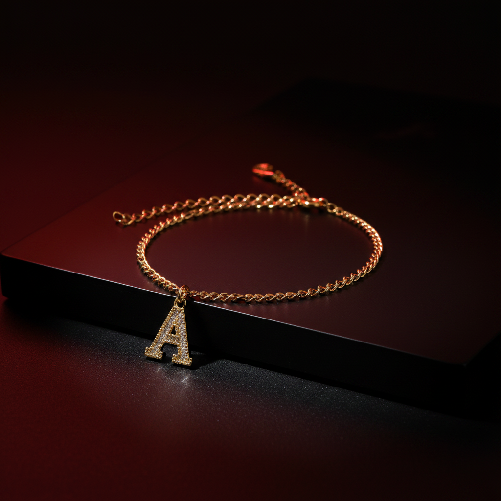 Golden Initial Anklet Charm