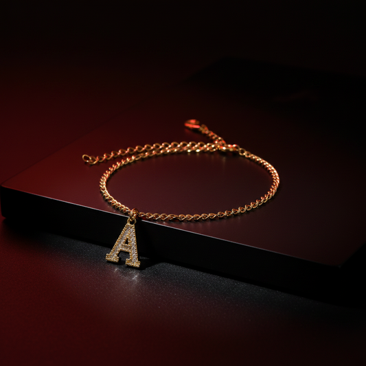 Golden Initial Anklet Charm