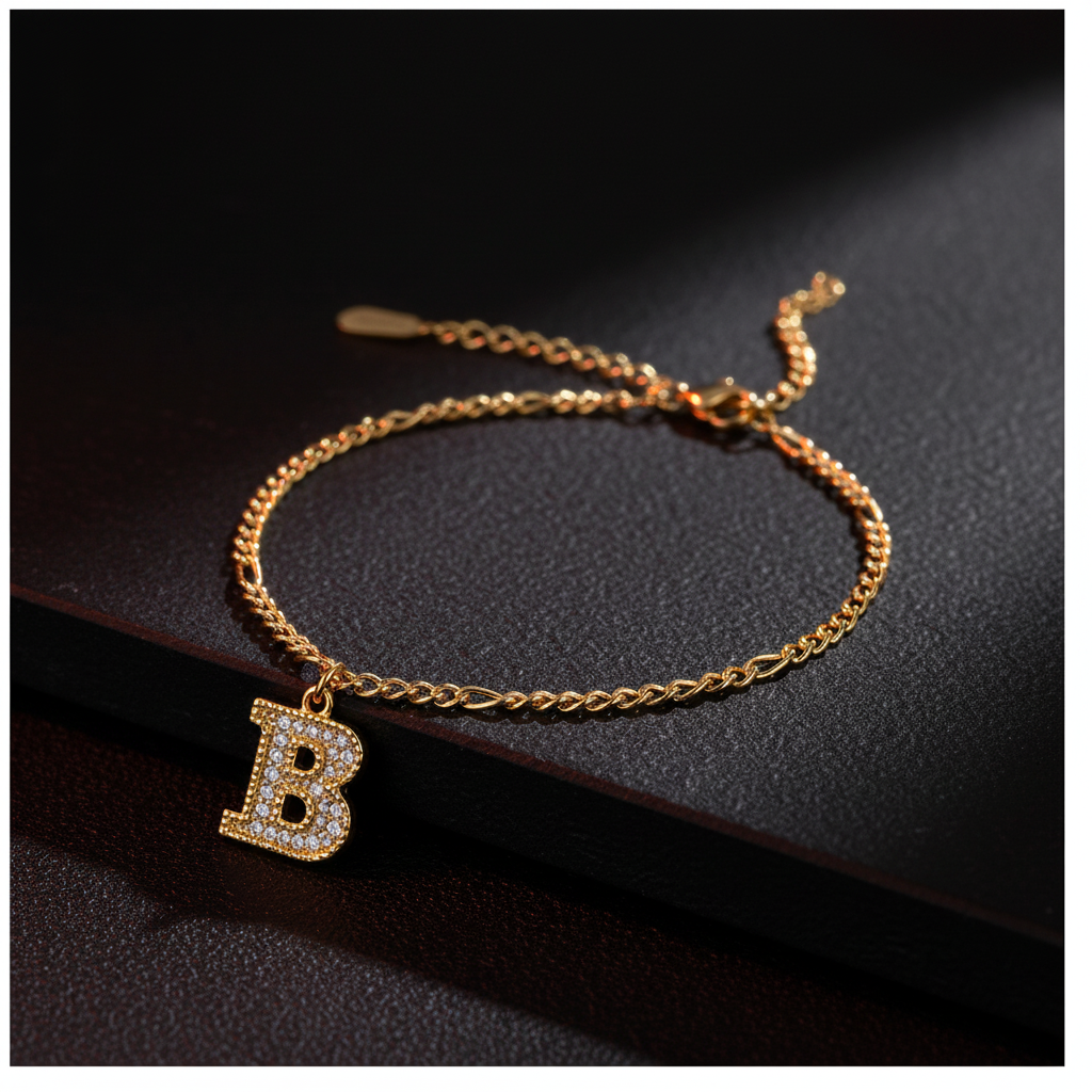 Golden Initial Anklet Charm